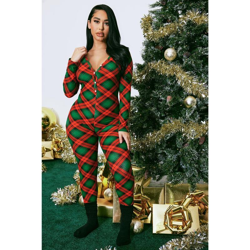 Ho Ho Holidays PJ Jumpsuit Onesie - Red/combo