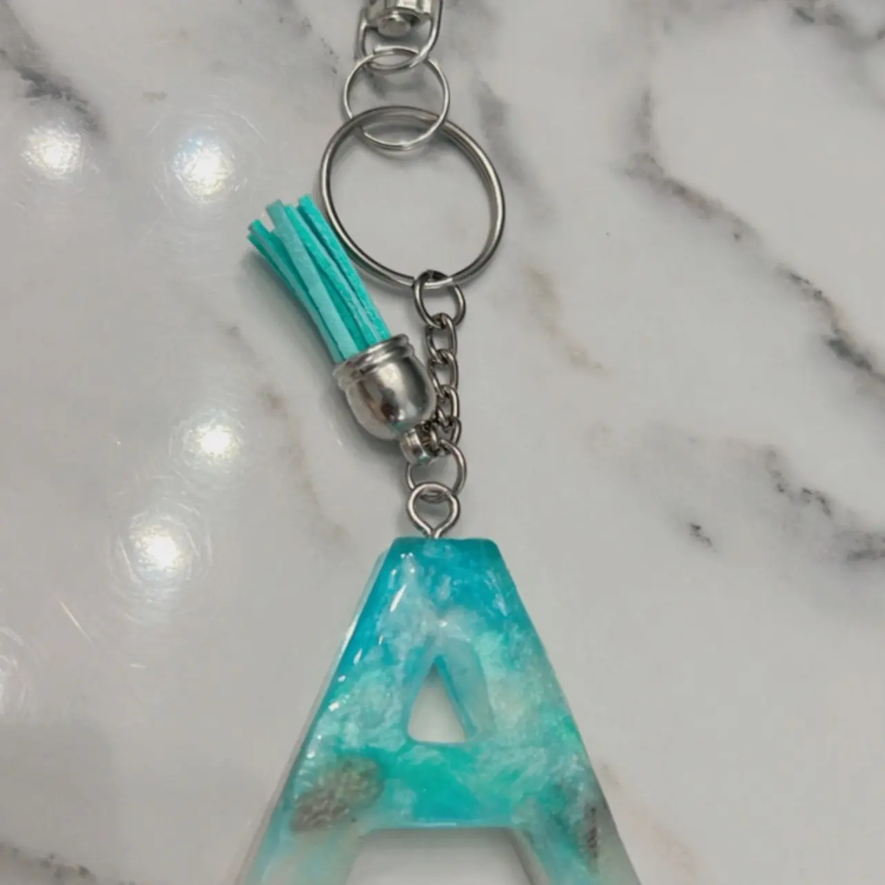 Resin Keychain Letter A beach style