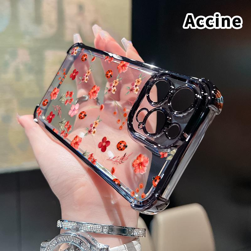 Floral Ladybug Symphony Pattern Four Corner Anti-Fall Phone Case Transparent Electroplated Protective Cover for iPhone 16 Pro Max 15 Plus 14 13 12 11 E Floral Ladybug Symphony Pattern Four Corner Anti-Fall Phone Case Transparent Electroplated Protective Cover for iPhone 16 Pro Max 15 Plus 14 13 12 11 E