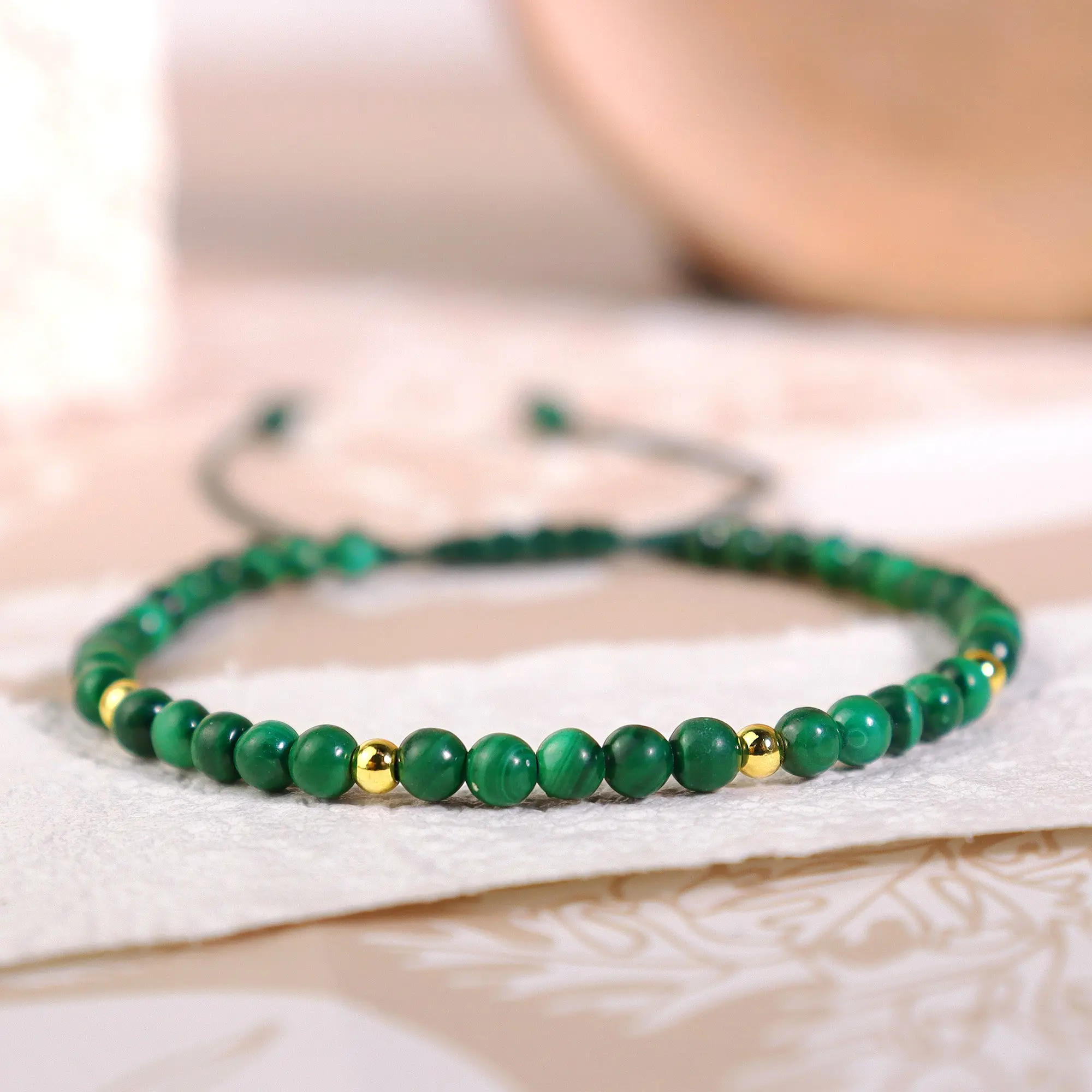 Malachite Green Crystal Beaded Birthstone Bracelet, Healing Reiki Balance Protection Strength for Women Men, Christmas gift Birthday gift