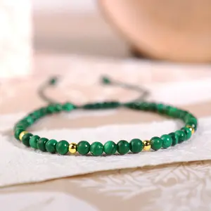 Malachite Green Crystal Beaded Birthstone Bracelet, Healing Reiki Balance Protection Strength for Women Men, Christmas gift Birthday gift