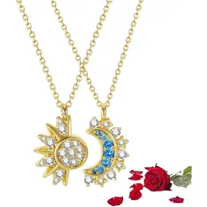 Yeelery Sun & Moon Asymmetrical Necklace – Titanium Steel Couple Set for Eternal promise