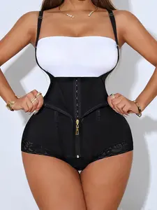 1 Women's Solid Color Tummy Control Butt Bust Lifting Full Body Shapewear with Built Bra, Colombian Shapewear, Faja Compression Shapewear, Hooks & Zipper Double Closure Bodysuit, Tight Fitting Jumpsuit, Idea for Sports & Various Occasions, Underwear