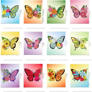 12 Pcs Pre Drawn Canvas to Paint for Adults, 8 x 10 Inch Paint Canvases for Painting, Pre Printed Canvas Set Sip and Paints Kit for Paints Party Favors(Butterfly)