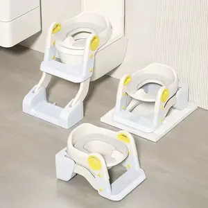 3 in 1 Foldable Toddler Potty Training Seat with Step Stool & Handles, Anti-Slip Kids Toilet Ladder, Safe & Sturdy for Boys & Girls