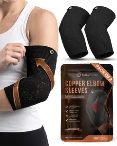 TheraCopper Copper Elbow Compression Sleeve for Men & Women (2 Pack)