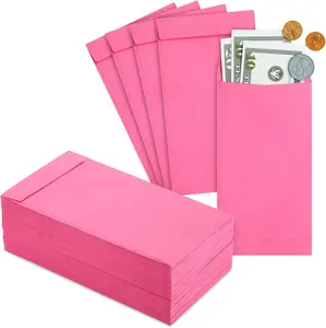 100 Pack  Envelopes for , Payroll,  Saving, , , 100GSM, 6.5 x 3.5 inches, Versatile Office Supplies, Pink