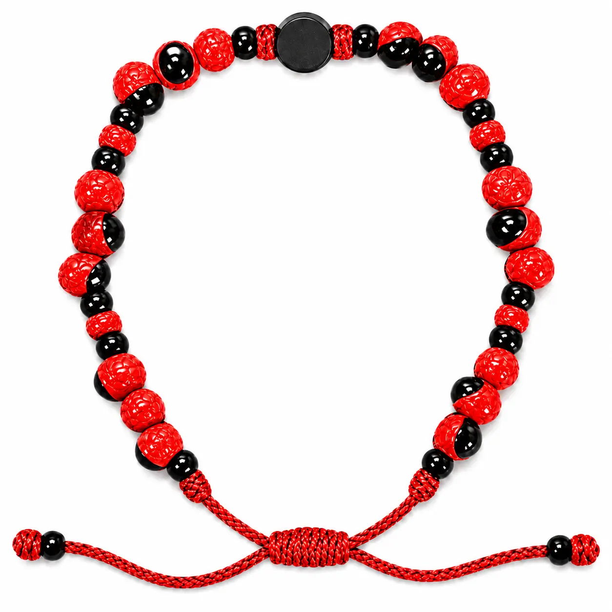 Peony Bracelet & Azabache Red Black Beaded Adjustable Bracelet Spiritual Protection Santeria Religious Jewelry