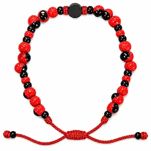 Peony Bracelet & Azabache Red Black Beaded Adjustable Bracelet Spiritual Protection Santeria Religious Jewelry