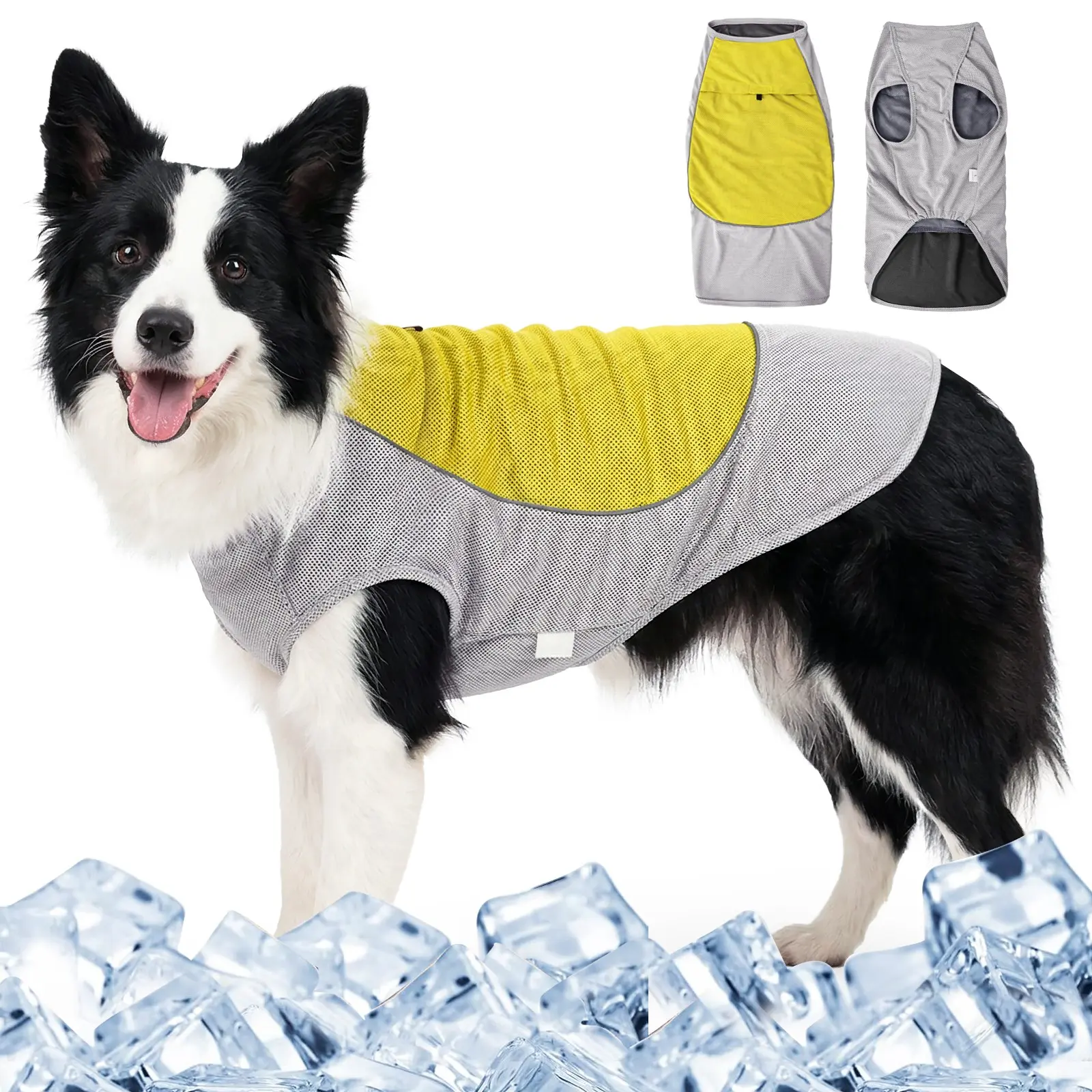 Dog Cooling Vest Water Activated with Ice Pack Pocket Reflective Strips Summer Dog Cooling Shirt XS-XXXL Husky Clothes