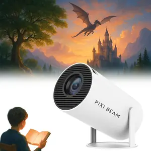 Book Projector, 4K UHD Pixi Beam Portable Projector Built-in WiFi and Bluetooth, 180° Rotatable Auto Keystone Correction, Eye-Friendly Design, for Reading, Playing, Home Theater
