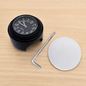 Universal Motorcycle Quartz Clock Luminous Aluminum Dial 7/8" Waterproof Chrome Handlebar Mount for Bike, Car, Off-road, Retro, Street, Cruiser Customization Accessories & Parts