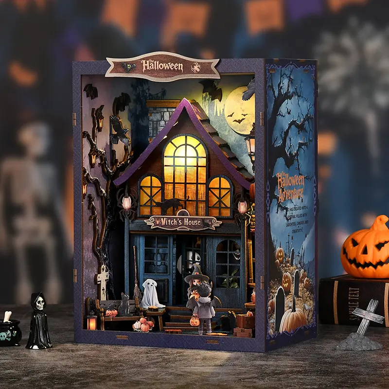 Halloween cottage DIY castle wonderful night 3D three-dimensional assembly building model Christmas Eve desktop ornaments toy delivery assembly model desktop  gifts
