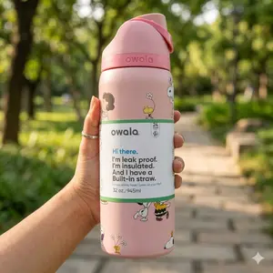 Owala FreeSip 32oz Insulated Water Bottle Stainless Steel Leakproof BPA Free Straw Lid Keeps Cold 24H Hot 12H Gym Travel Bottle Durable Design Drinkware tiktokshopspringglowup