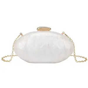 Spring Fashion Wedding Bridal Clutch, European and American Style Acrylic Glossy Evening Party Handbag, Egg-Shaped Shoulder Party Clutch with Personalized, Crossbody, Perfectly Matching with Prom Accessories