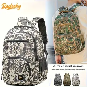 Trendy Camouflage Backpack for Men and Women, Large Capacity Outdoor Hiking Bag, Lightweight Travel Rucksack with Adjustable Straps, Available in for Sports Camping Travel