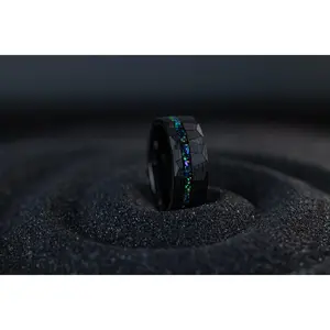 Midnight Aurora - Blue & Green Opal Inlay Ring, 8mm
