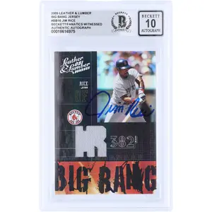 Jim Rice Boston Red Sox Autographed 2005 Donruss Leather & Lumber Big Bang GU Relic #BB-16 #/250 Beckett Fanatics Witnessed Authenticated 10 Card - Fanatics Authentic Certified