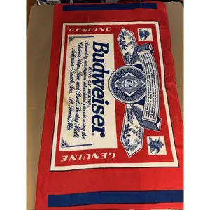 Budweiser Bath | Vintage 90s Budweiser Anheuser-Busch Beach Towel Red King Of Beers Label Print | Summer Vacation Gift, Summer Break 2026
