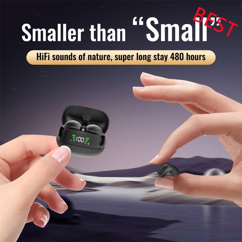 HOT Wireless Earbuds with LED HD Power Display  High-Quality Sound  Touch Controls  Tangle-Free Cable  Type-C Jack  Compatible with Android & Apple Phones  Rechargeable Lithium Battery - Mini In-Ear Design