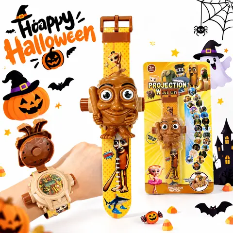 Tung Tung Tung Sahur Italian Brainrot Kids Digital Watch with 24 Image Projector Slides, Adjustable Strap Character Toy, Funny Birthday & Party Gift, Halloween Costume, Boo Basket Ideas for Kids & Friends
