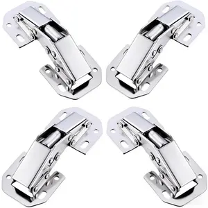 4-Piece Screwless Hydraulic Buffer Hinges, Thick Stainless Steel, Silent Dampener, Waterproof Rust-Resistant, Kitchen Closet Door Hinges