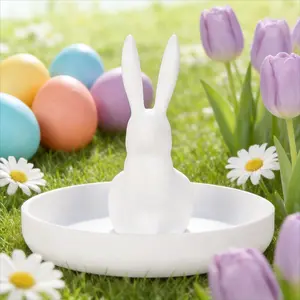 Plastic Rabbit Ring Holder Tray,Cute Rabbit Jewelry Dish | Decorative Ring Tray | Animal-Themed Ring Stand | Bedside Organizer | Unique Gift for Women | Minimalist Nightstand Decor | Jewelry Storage Box