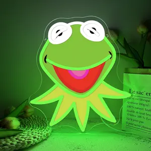 Vibrant Printed the Frog Kermit Neon Sign, USB Powered LED Glowing Funny Animated Frog Wall Hanging Neon Light, Decorative Wall Light, Perfect for Bedroom, Living Room, Game Room, Gift for Family, Home Decoration Lamp, Neon Lamps