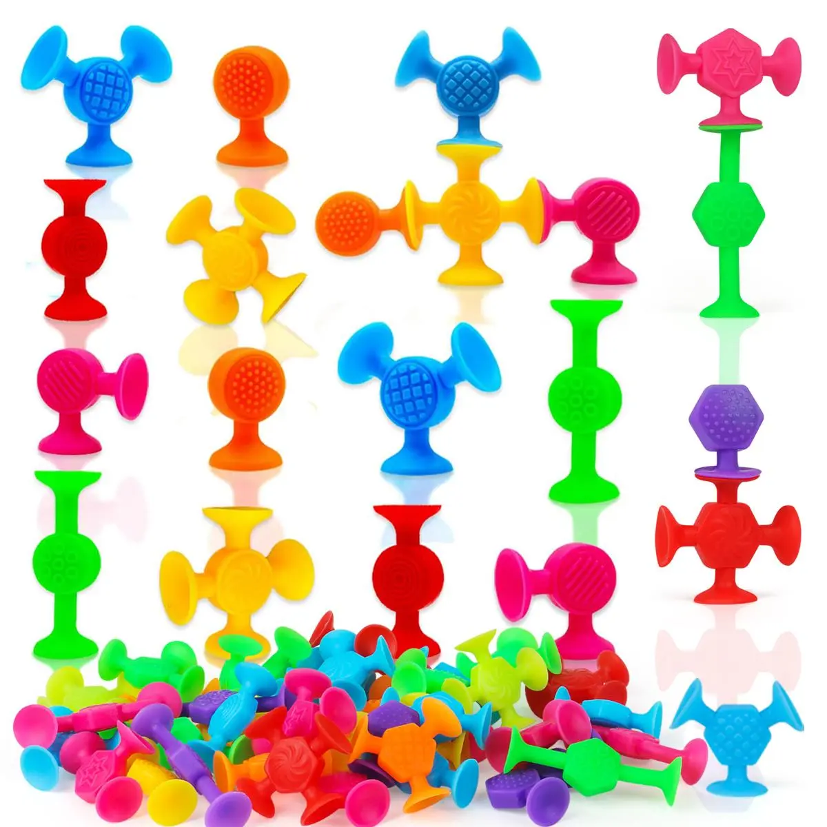 Random Color Suction Cup Building Toy, 100pcs Colorful Stacking Game Sensory Toy for Color Cognition, Creative Birthday Gifts, Silicone Stacking Cups, Stem Building Blocks, Block Set