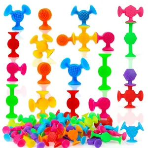 Random Color Suction Cup Building Toy, 100pcs Colorful Stacking Game Sensory Toy for Color Cognition, Creative Birthday Gifts, Silicone Stacking Cups, Stem Building Blocks