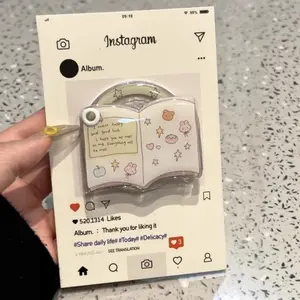 Korean Cute 3D Book Makeup Mirror For Magsafe Griptok Holder Phone Finger Ring Stand Support For iPhone 16 Girl Bracket