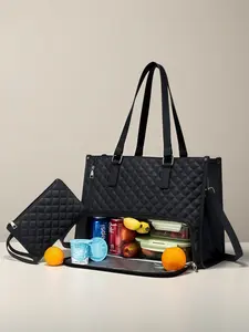 Non-Food Contact 2-in-1 Lunch Travel Tote Set - Leakproof Insulated Cooler Bag & Storage Bag, Multi-Functional Back-to-School Lunch Bag, Black Friday Deal: Lunch Bags for Travel, Christmas Gift for Students