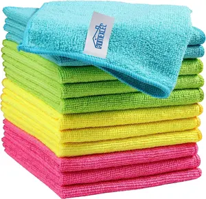 Microfiber Cleaning Cloth 12 Pack, Multi-Color Cleaning Towels for Kitchen, Car & Home, Soft Absorbent Lint-Free Cleaning Rags 11.5 x 11.5 Inch