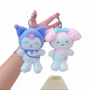 Sanrio Plush Large Pendant Adorable Character Keychain with Soft Fuzzy Texture and Cute Blue & Pink Designs Perfect for Keys or Bag