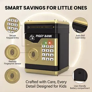 High-Tech Atm Coin Bank for Kids, Automatic Rolling Coins with Relaxing Sounds & Lights, Modern Savings Box for Children, Atm Piggy Bank