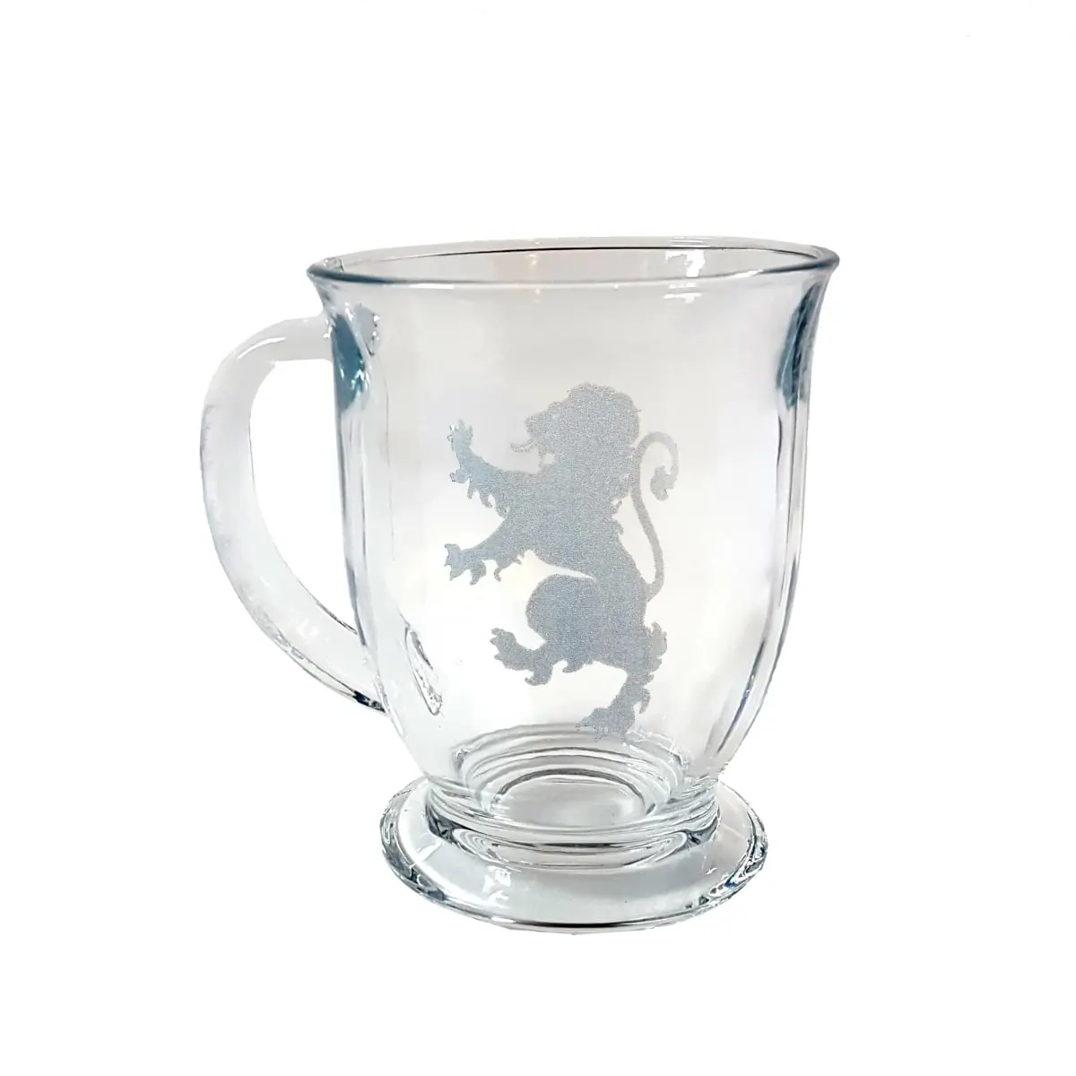 Lyoncraft COLR01 16 oz Laser Engraved Lion Rampant Glass Coffee Mug - 4.5 x 5 x 3 in, Dishwasher Safe, Heat Resistant for Coffee Drinking