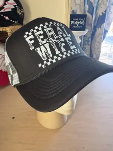 Feral Wife - Checkered Trucker Hat