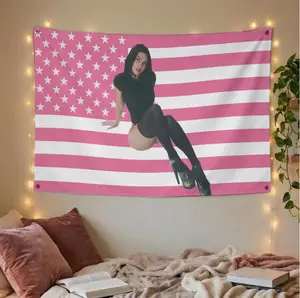 Megan Fox Flag Pink USA Style Hot Aesthetic Wall Decor Tapestries Bedroom Dorm Room Gift for Fans