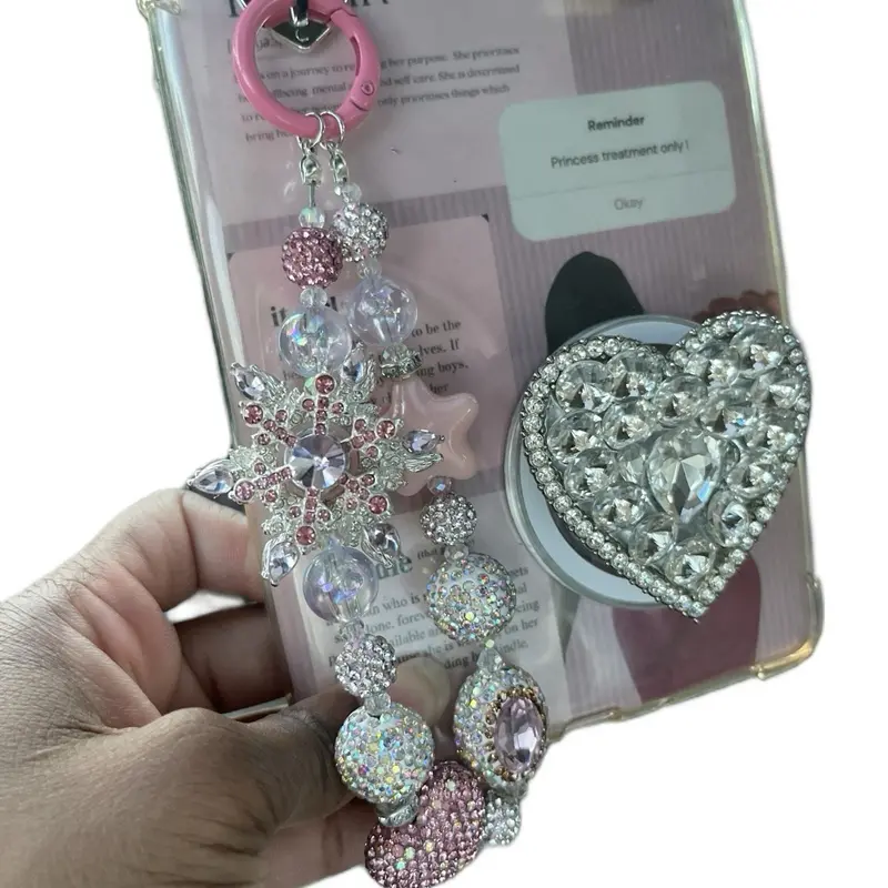 Baddie Aesthetic Spinning Snowflake Keychain for 9-5 Office Keys and Kindle Charms