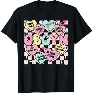 Retro OBGYN Candy Heart Valentine's Labor & Delivery Nurse T-Shirt