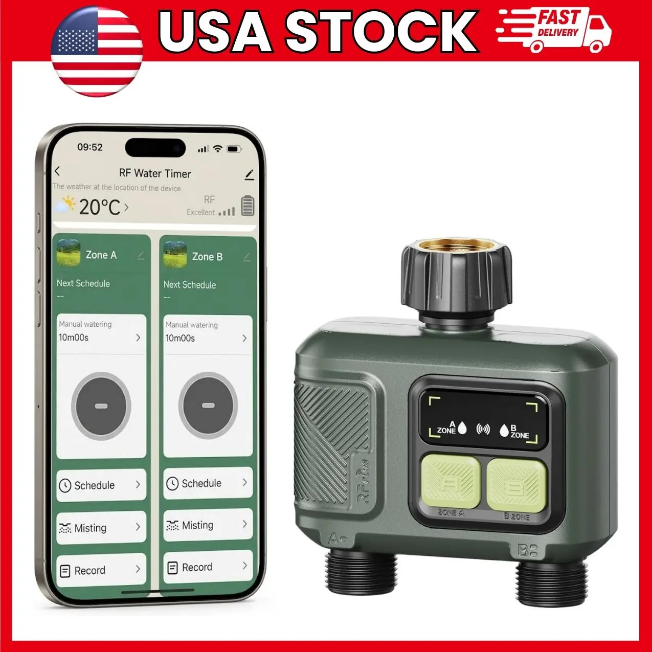 WiFi Water Timer, Smart Irrigation Controller with Gateway, Remote Garden Hose Timer with Weather Delay, Custom Watering Schedules, Long Range Wireless Control for Lawn, Garden and Plants | wifi water timer,smart irrigation controller,garden hose timer