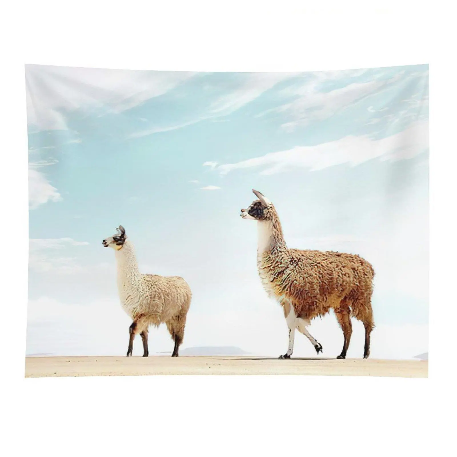 Llama Desert Tapestry Alpaca Animal Sky Landscape Wall Hanging Decor
