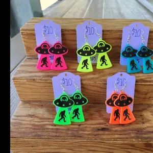 Big Foot Alien Abduction Earrings
