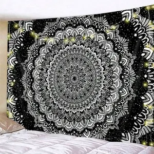 1pc Bohemian Mandala Patterned Printed Tapestry, Modern Style Polyester Square Wall Art Hanging For Living Room, Bedroom Decoration, Flag For Room, Room Decor, Tapestry, Wall Decor, Room Stuffs, Flags For Room, Home Decor, Tapestry Wall Tapestry