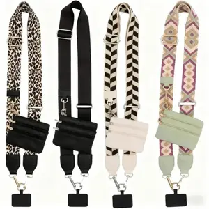 2026 New Arrival 4-Pack Crossbody Phone Wallet Straps – Adjustable Zipper Pocket Beige Hands-Free Holder, TikTokShopBlackFriday Mother’s Day