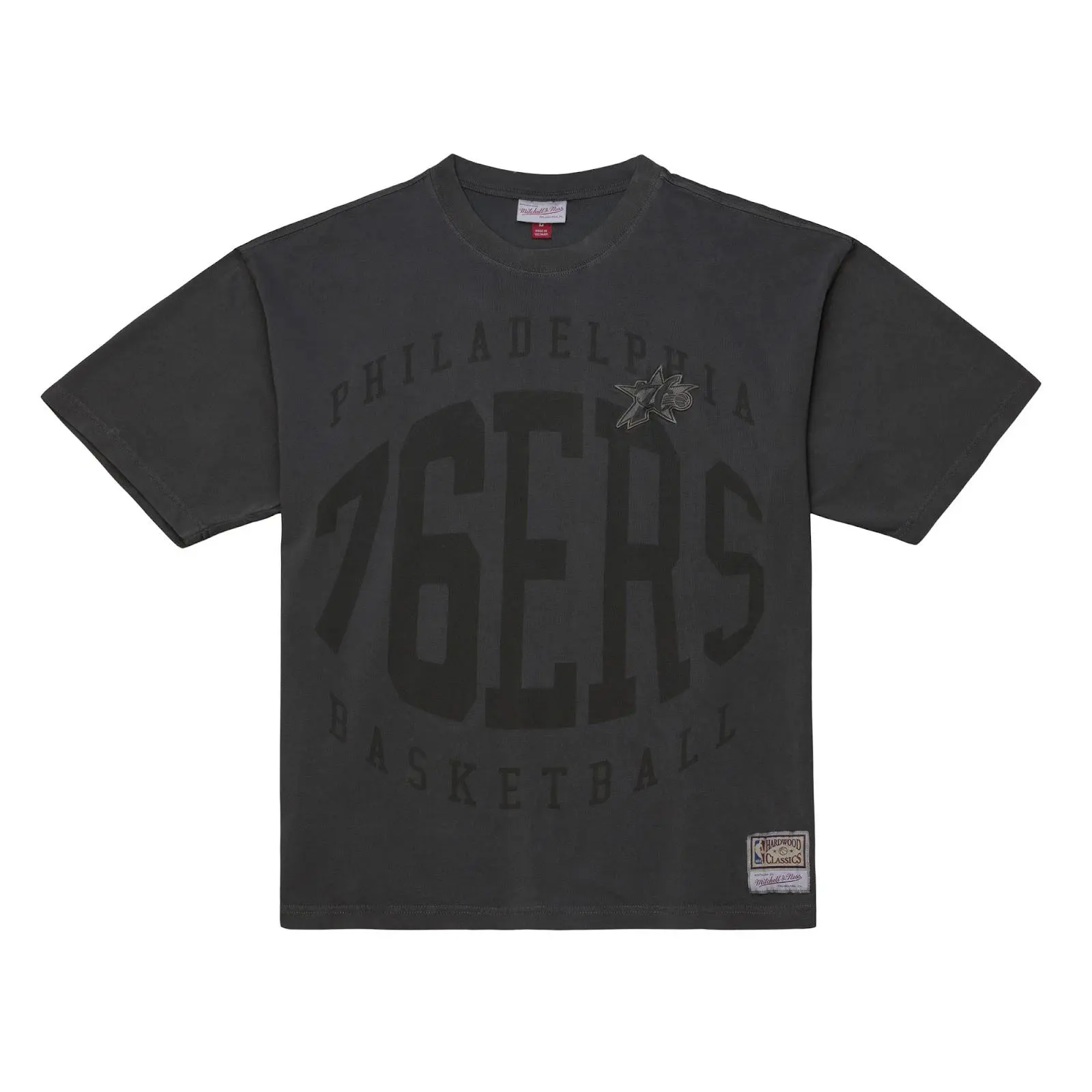 Philadelphia 76ers Charcoal Downtown Premium T-Shirt NBA Throwback Tee Graphic Vintage Fan Gear Mitchell & Ness
