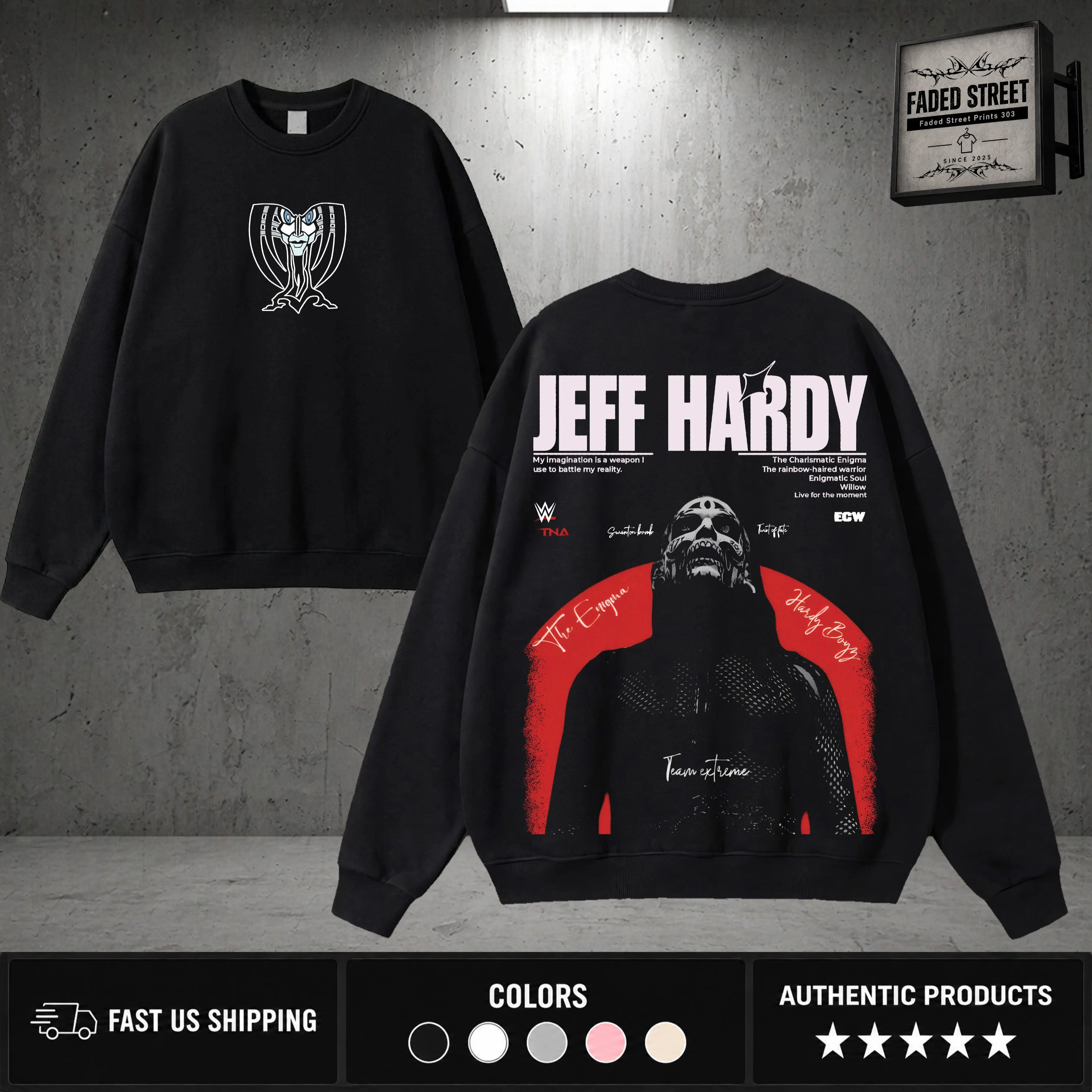 Jeff Hardy Enigma Vintage Wrestling Tee – WWE TNA ECW Graphic