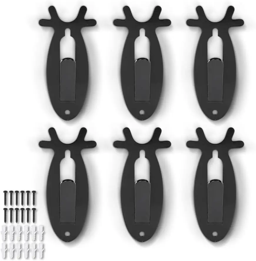 PIT66 6-Pack Sturdy European Wall Mount Skull Hanger Set, Heavy-Duty Corrosion-Resistant Metal Multi-Purpose Hooks for Deer, Mule, Antelope, Coyote, Living Room Decor for Home Decor Enthusiasts