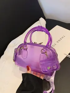 1pc Ladies' transparent jelly bag, summer fresh style, mini handbag paired with matching small bag, suitable for beach and daily wear, ladies' essential shoulder bag
