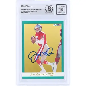 Joe Montana San Francisco 49ers Autographed 1991 Fleer #360 Beckett Fanatics Witnessed Authenticated 10 Card - Fanatics Authentic Certified